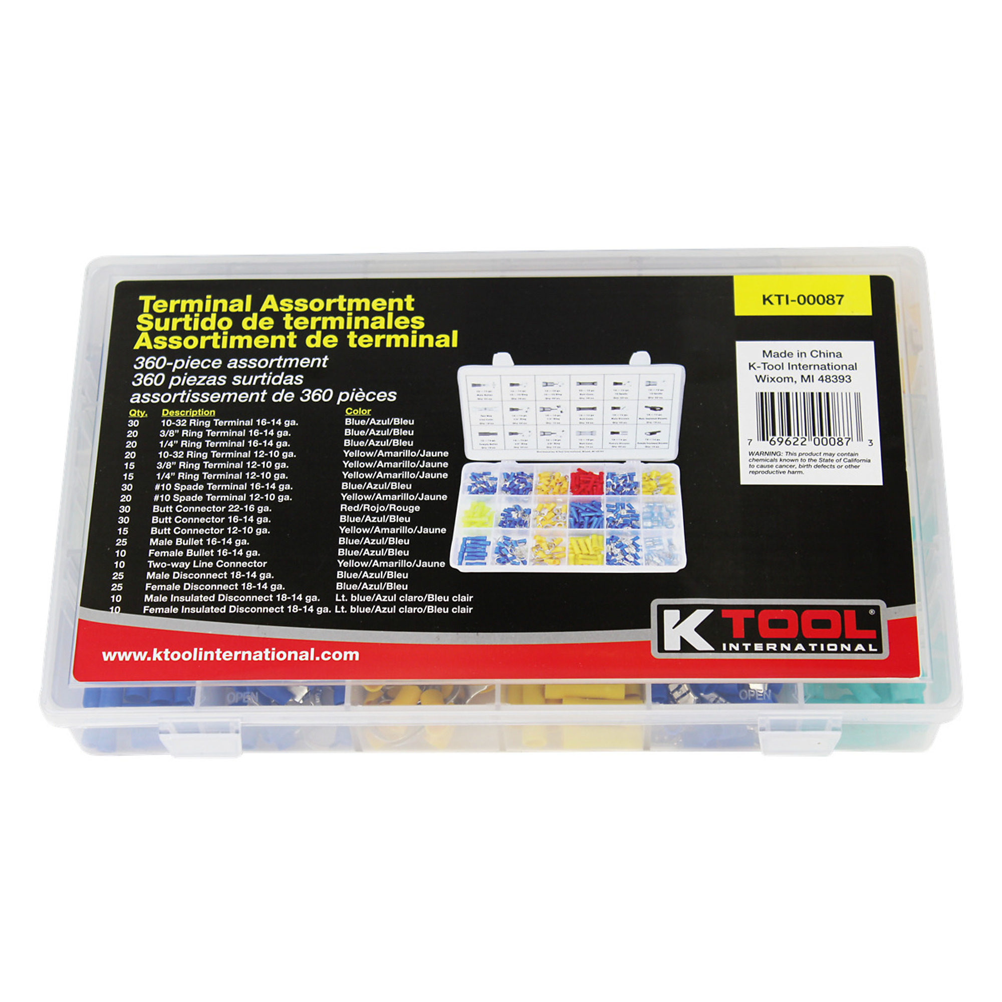 K Tool International Terminal Assortment — 360 Pcs, Model# KTI00087